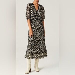 BA&SH maxi dress black and cream sz large